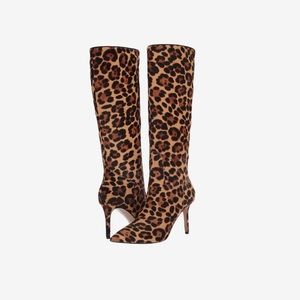 J.CREW LEOPARD HAIRCALF HIGH SHAFT LANA BOOTS NIB SIZE 9